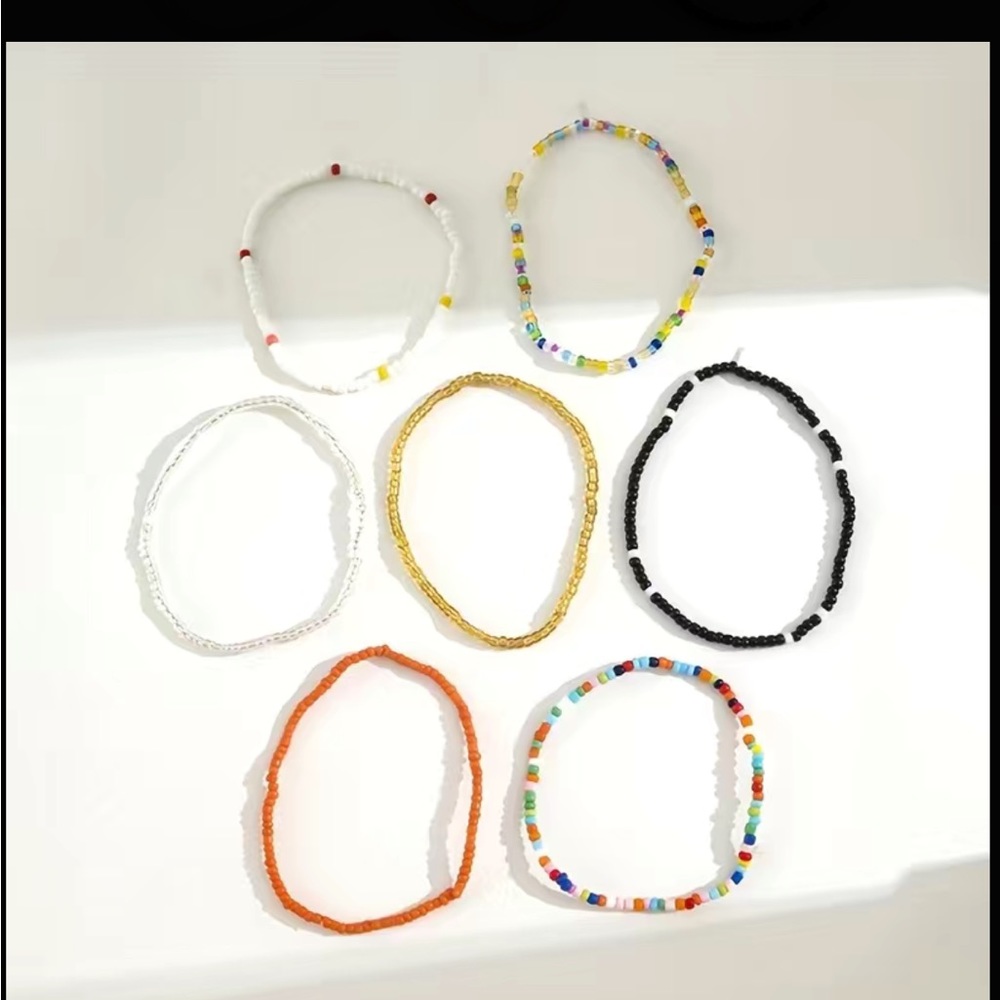 Handmade Boho Style Colorful Beaded Stackable Anklet Set - Picture 5 of 6
